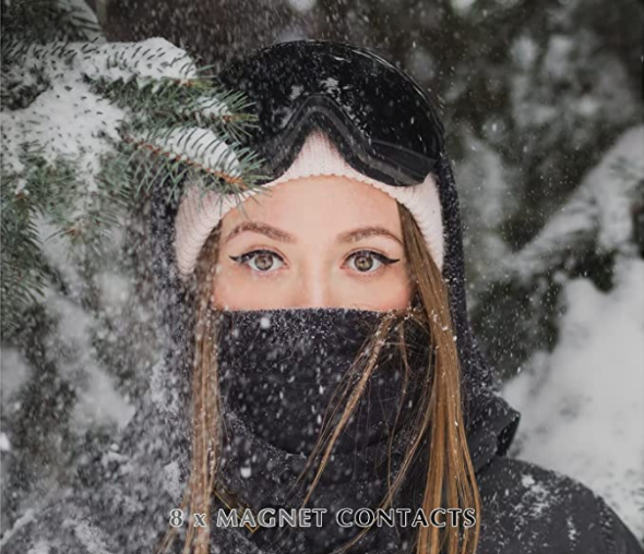 MAXJULI 滑雪护目镜 男式女式带罩子,OTG 滑雪护目镜带磁性可互换防雾高清镜片 UV 防护 M6
